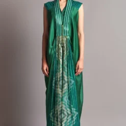 Amit Aggarwal Emerald Draped Jacket & Jumpsuit