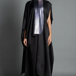 Amit Aggarwal Black Asymmetric Shirt With A Metallic Yoke