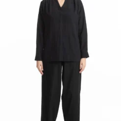 Akaaro Handwoven Black Cotton Top