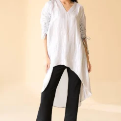 Alamelu Silver Silk Georgette Tunic