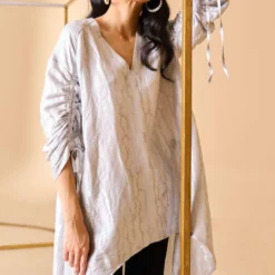 Alamelu Silver Silk Georgette Tunic -Textalux Sales alfw 019 4