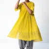 Urvashi Kaur Micropleated Yellow Cotton Dress -Textalux Sales apara 65 1