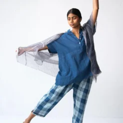Urvashi Kaur Linen Noil Sheer Oversized Shirt -Textalux Sales apara 86 3