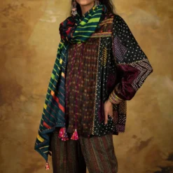 Sunira Designs Mirch Masala Short Yoke Brown Shirt -Textalux Sales aw2112 4 1