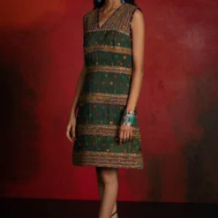 Sunira Designs Mirch Masala Brown Sheath Dress -Textalux Sales aw2115 3 1