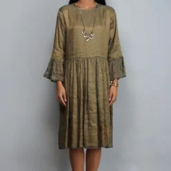 YAVI Moss Green Tissue Dress -Textalux Sales brcd 09 3