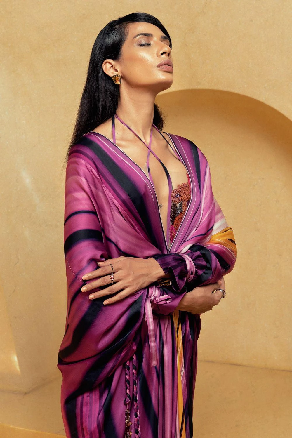 Nikita Mhaisalkar Berry Stroke Printed Kaftan 5 Nikita Mhaisalkar Berry Stroke Printed Kaftan - Image 3