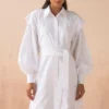 APZ White Shirt Dress With Belt -Textalux Sales cad w 1