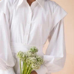 APZ White Shirt Dress With Belt -Textalux Sales cad w 4