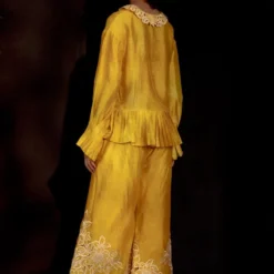 Chandrima Yellow Tie Dye Pleated Shirt -Textalux Sales ch1255 4