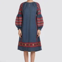 Chandrima Blue Embroidered Kurta Dress