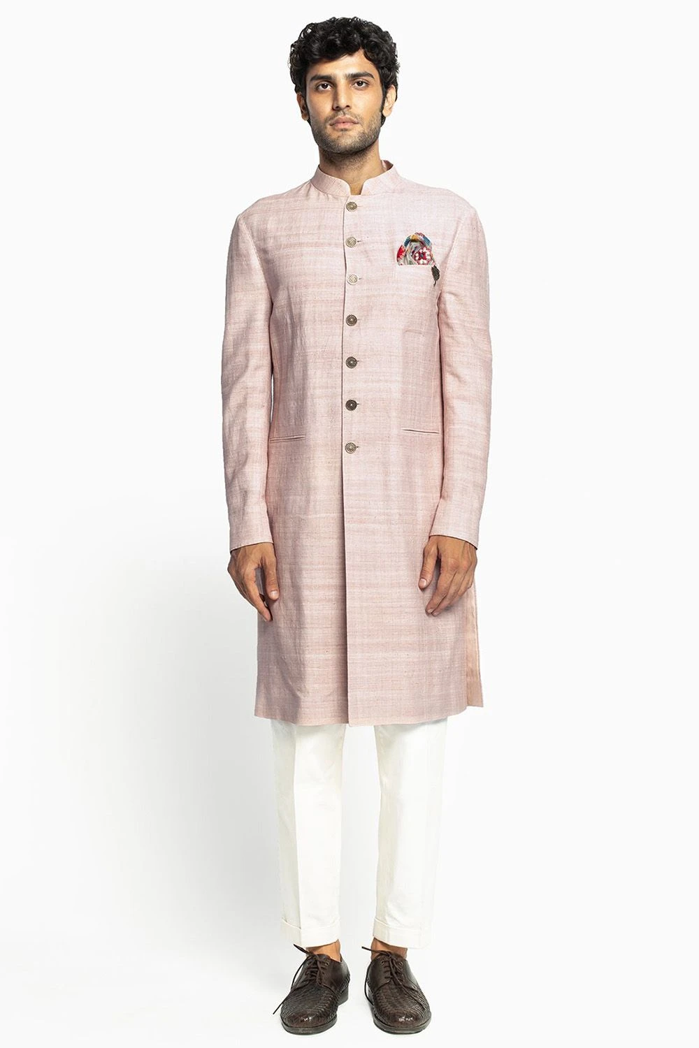 Divyam Mehta Men Pink Button Down Kurta Set 3 Divyam Mehta Men Pink Button Down Kurta Set