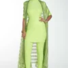 Itrh Neon Green Crystal Kurta Set With Cape -Textalux Sales dc22w009 1