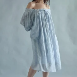 SWGT Blue Striped Off Shoulder Dress -Textalux Sales dr23 21 2