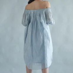 SWGT Blue Striped Off Shoulder Dress -Textalux Sales dr23 21 3