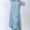 Ekadi Slate Blue Cotton Tunic Set 1 Ekadi Slate Blue Cotton Tunic Set -Textalux Sales ekad15 1