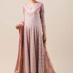 Tarun Tahiliani Pale Pink Panelled Georgette Kurta