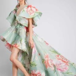 Gauri & Nainika Flutter Sleeves High Low Dress