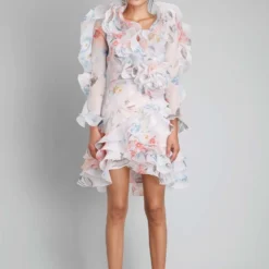 Gauri & Nainika V Neck Ruffled Short Dress