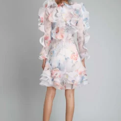 Gauri & Nainika V Neck Ruffled Short Dress -Textalux Sales gnd fw21 28 3