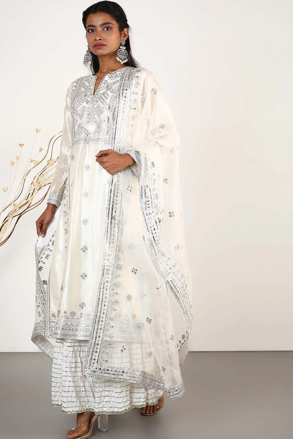 Gopi Vaid Ivory Embroidered & Embellished Anarkali Set 3 Gopi Vaid Ivory Embroidered & Embellished Anarkali Set