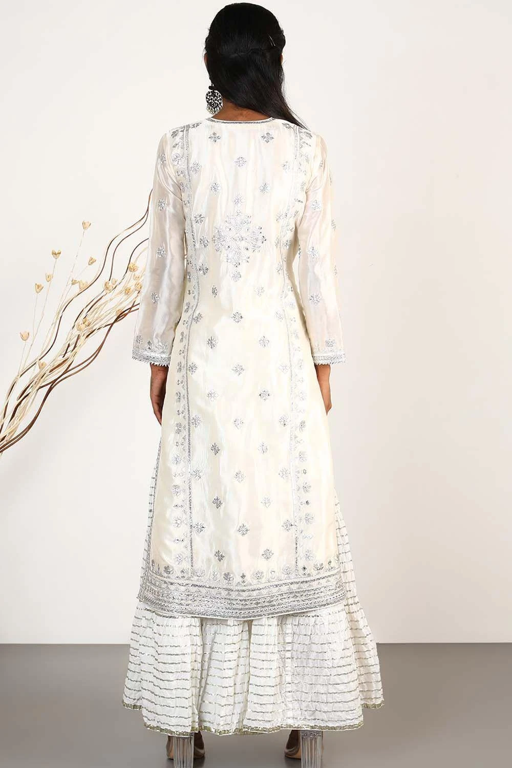 Gopi Vaid Ivory Embroidered & Embellished Anarkali Set 6 Gopi Vaid Ivory Embroidered & Embellished Anarkali Set - Image 4