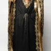 Heirloom By Rara Avis Black Hamsa Kaftan With Golden Embroidery -Textalux Sales hl 202101 1