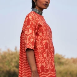 Ikai Rust Shibori Dyed Cotton Top -Textalux Sales ik14 2