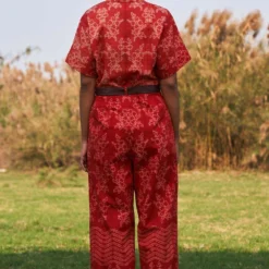 Ikai Rust Shibori Dyed Jumpsuit -Textalux Sales ik18 4