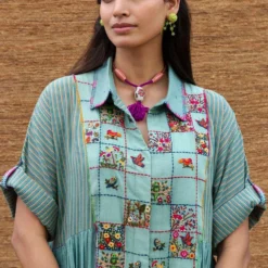 Sunira Designs Blue Long Yoke Jamdani Muslin Dress 12 Sunira Designs Blue Long Yoke Jamdani Muslin Dress -Textalux Sales j2203a 5