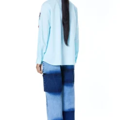 Kanika Goyal Label Blue Floral Embroidered Shirt -Textalux Sales kgsc220919 4