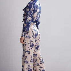 KoAi Blue And Peach Floral Shirt With Bow Neck -Textalux Sales kofw20030 5