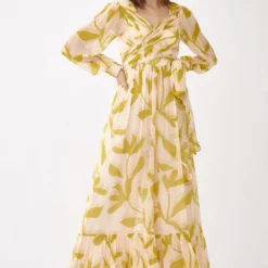 KoAi Peach & Mustard Floral Wrap Jumpsuit