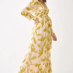 KoAi Peach & Mustard Floral Wrap Jumpsuit -Textalux Sales kofw21015 3