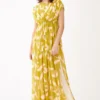 KoAi Mustard & Peach Floral Kaftan -Textalux Sales kofw21017 1