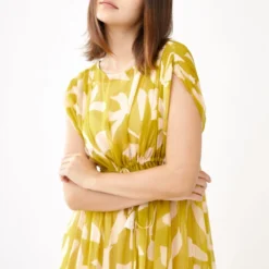 KoAi Mustard & Peach Floral Kaftan -Textalux Sales kofw21017 4