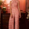 KoAi Abstract Print Bow Tie Jumpsuit -Textalux Sales koss21059 1