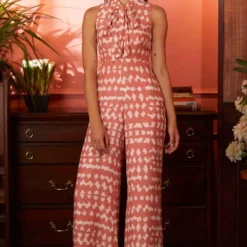 KoAi Abstract Print Bow Tie Jumpsuit