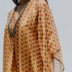 Mimamsaa Ivory Gold Tissue Silk Kaftan 12 Mimamsaa Ivory Gold Tissue Silk Kaftan -Textalux Sales mim01402 5