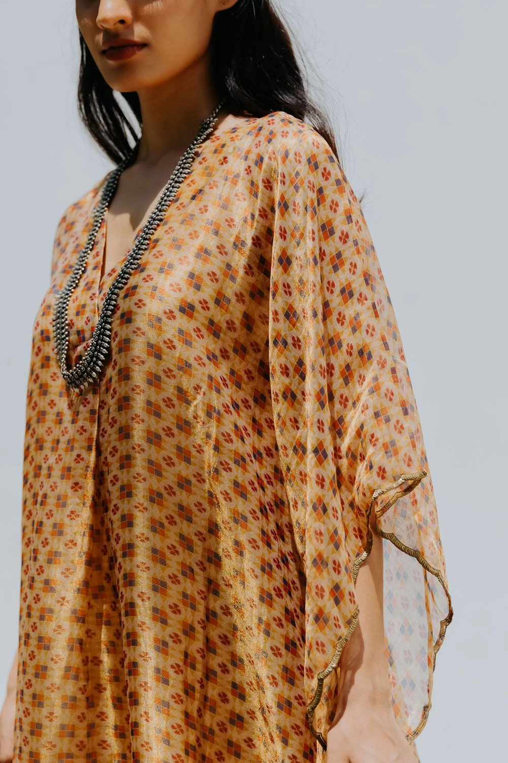 Mimamsaa Ivory Gold Tissue Silk Kaftan 7 Mimamsaa Ivory Gold Tissue Silk Kaftan - Image 5