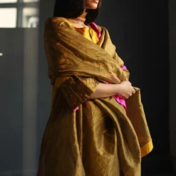 Shorshe Yellow Silk Kurta Set With Embroidery Details -Textalux Sales mxyelslk set 4