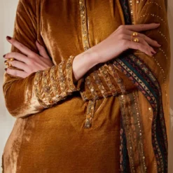 Nikita Mhaisalkar Gold Velvet Kurta Set 11 Nikita Mhaisalkar Gold Velvet Kurta Set -Textalux Sales nf f22 021 4