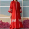 Ikai Red Pleated Kurta With Applique Details -Textalux Sales plk3120 1