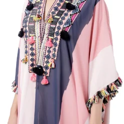 Payal Singhal Striped Kaftan Set With Tassel Detail -Textalux Sales ps fw779 3