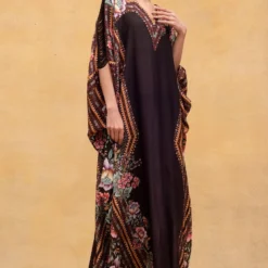 Rajdeep Ranawat Black Chintz Printed Kaftan With Kutch Borders -Textalux Sales r 32rr2 4