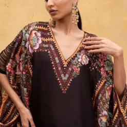 Rajdeep Ranawat Black Chintz Printed Kaftan With Kutch Borders -Textalux Sales r 32rr2 5