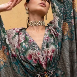 Rajdeep Ranawat Green Floral Embellished Kaftan -Textalux Sales r 32rr7 5