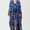 Rajdeep Ranawat Blue Bandhani Print Silk Kaftan -Textalux Sales rr 1133 1