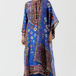 Rajdeep Ranawat Blue Bandhani Long Panel Kurta Set