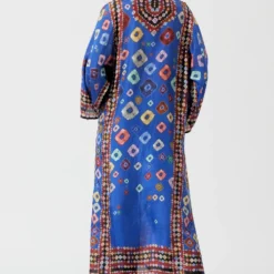 Rajdeep Ranawat Blue Bandhani Long Panel Kurta Set -Textalux Sales rr 1135 6